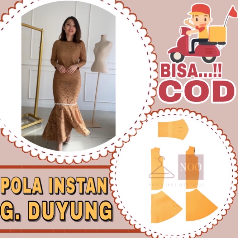BISA COD ✔️ - Pola instan gamis mermaid - pola jiplak gamis duyung - pola instan tinggal jiplak suda
