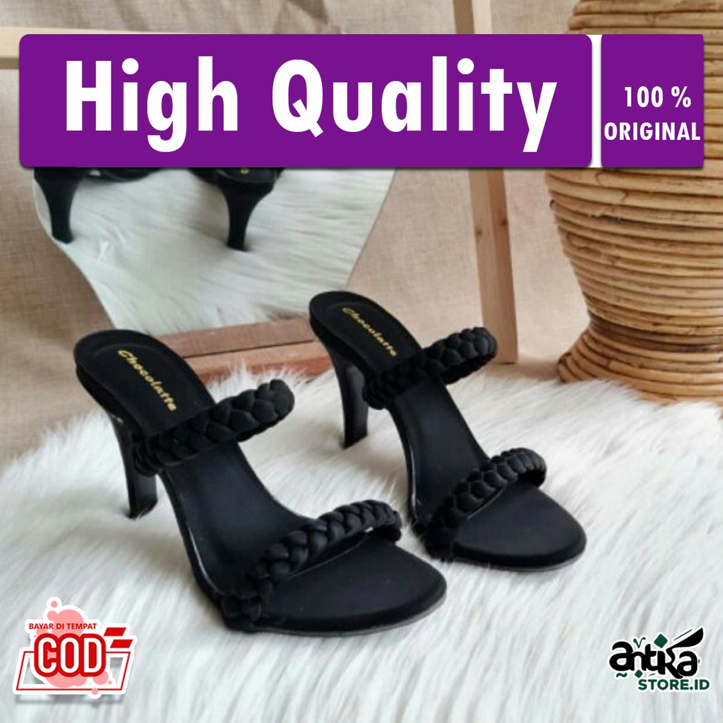 Sepatu Wanita Heals Flat Cewek Sendal Slop High Hak 9 cm Terbaru Spatu Murah Original Branded Import