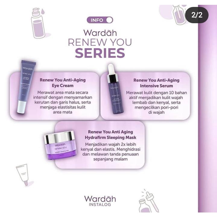 `ღ´ PHINKL `ღ´ ᘺᗩᖇᕲᗩᕼ wardah renew you anti aging series | Facial wash Day cream Night Cream serum treatment Essense