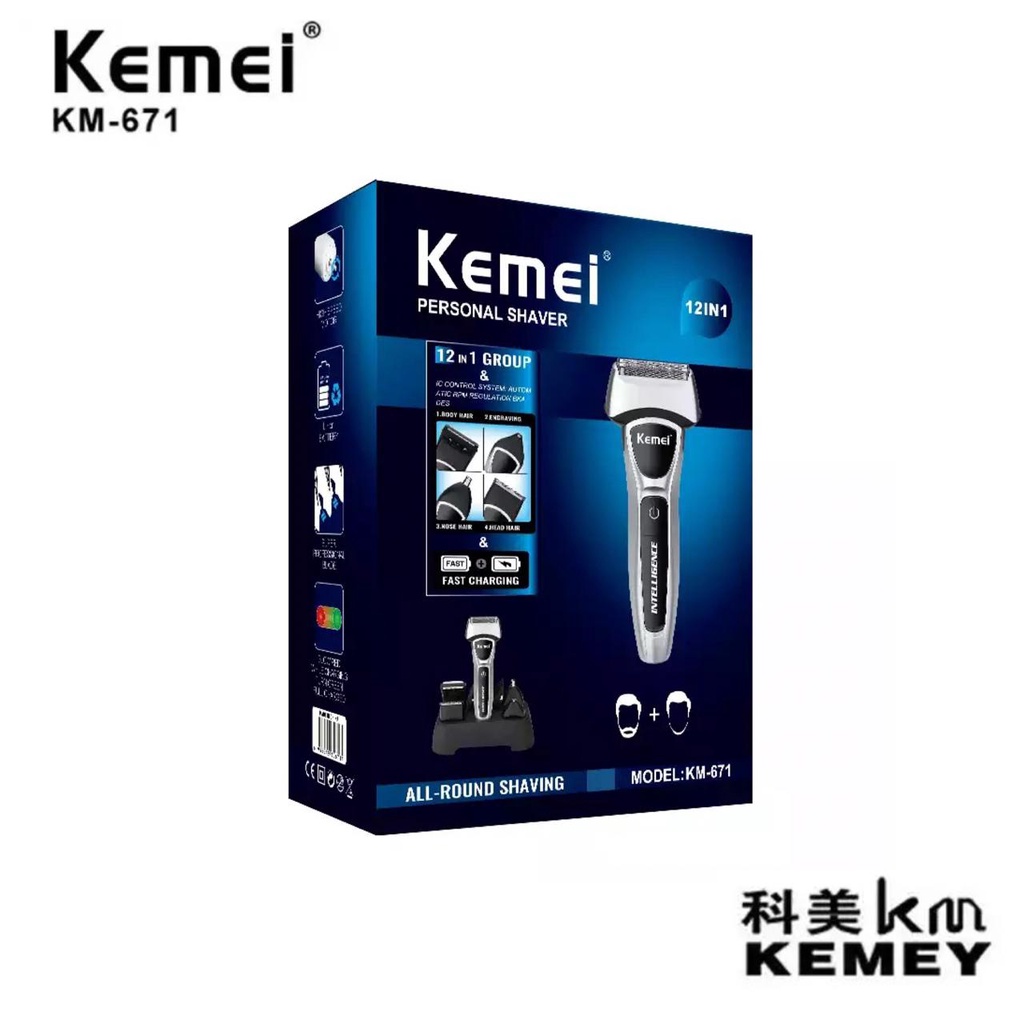 Kemei Alat Cukur Rambut Multifungsi Hair Clipper Grooming Kit Serbaguna Mesin Cukuran Jenggot Kumis Bulu Hidung Rambut KM 671