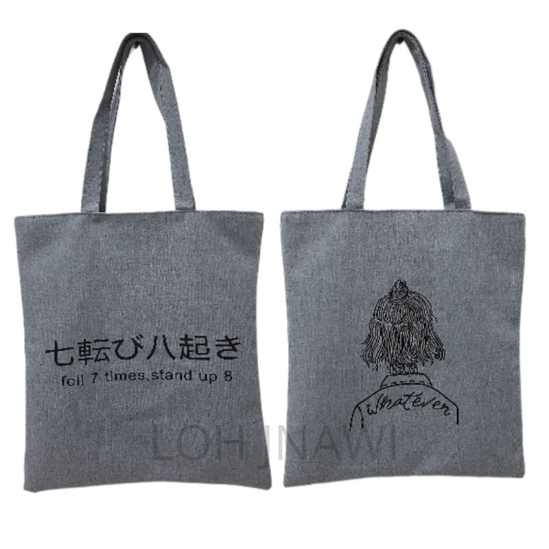 Tote Bag Canvas Resleting dan Saku Unisex Premium