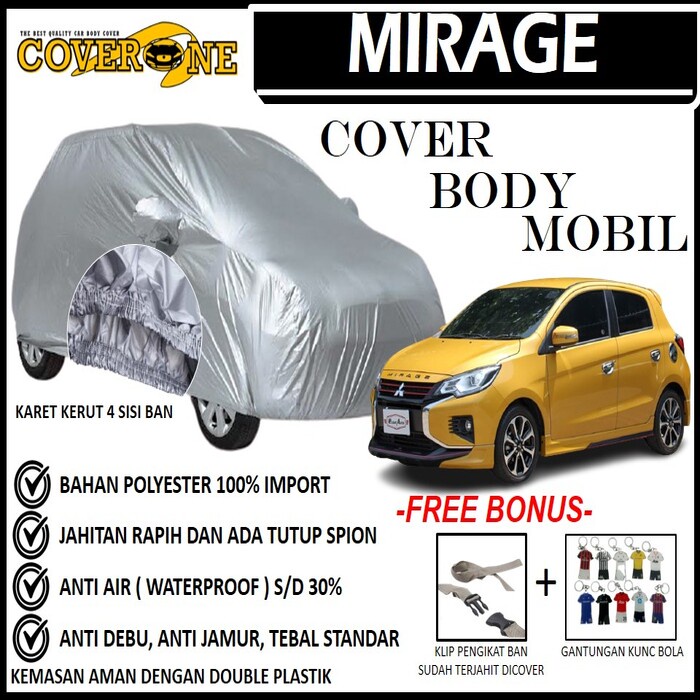 Selimut Sarung Body Cover Mirage / Mantel Penutup Mobil Mirage / Cover Mobil Outdoor Indoor / Selimut Mobil / Sarung Mobil / Cover Mobil Waterproof Anti Air Free Pengikat Ban