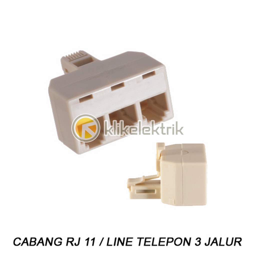 SPLITER CABANG LINE T RJ11 TELEPON 2 / 3 JALUR ROSET TERMINAL TELP RJ 11