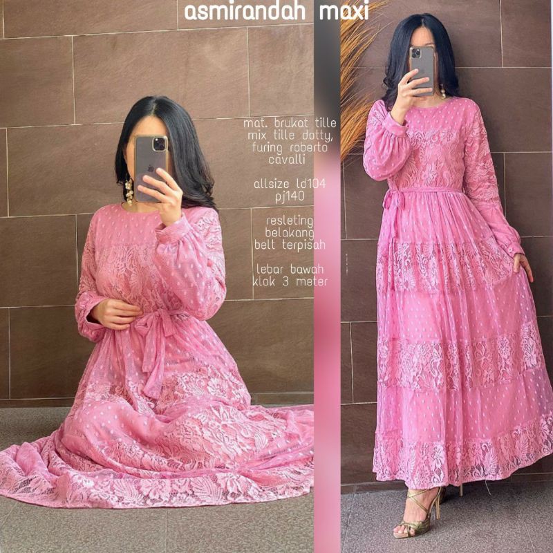 TERBARU ASMIRANDAH GAMIS BRUKLAT TILE BRUKAT DRESS KONDANGAN WANITA / DRESS PESTA JUMBO // DOTTY TIL