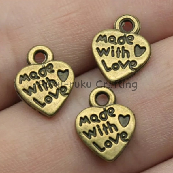 Charm Bandul Liontin Motif Love Kunci Daun Bahan Kerajinan DIY