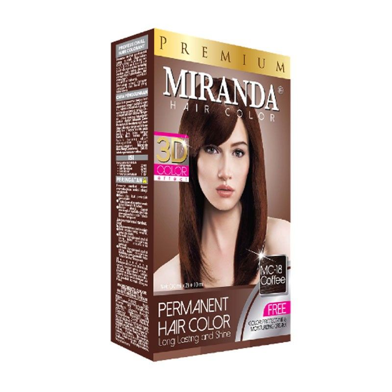 Cat pewarna rambut Miranda Hair Color permanent MC 18 Coffee kopi DAM mc17