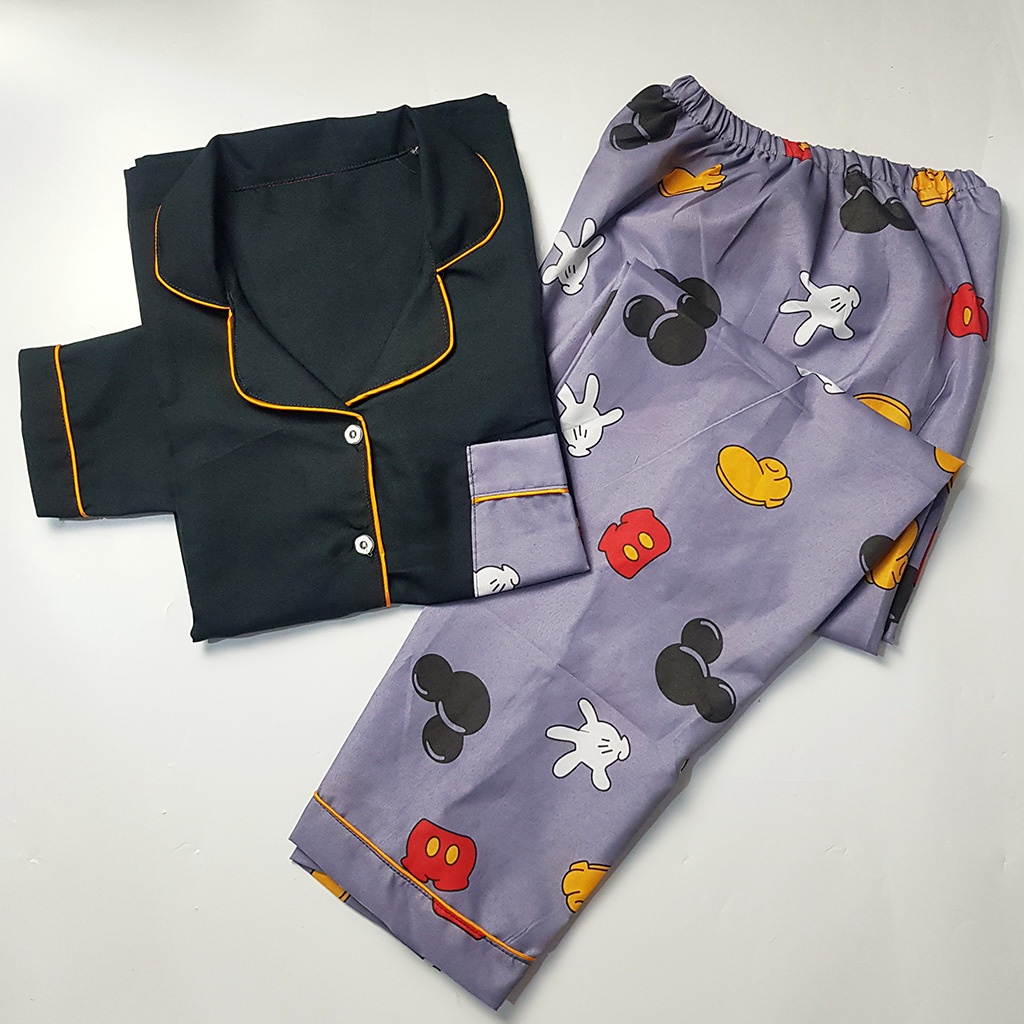 Stelan Baju Tidur Piyama Dewasa Lengan Panjang All Size Motif Lumina-PPL MICKEY GREY2 COM