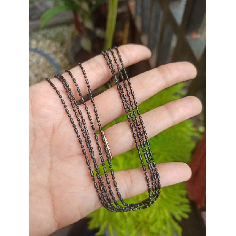 Kalung Hitam bola Bambu 45cm