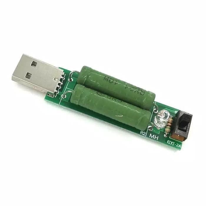 USB Mini Discharge Interface Load Resisto 1A / 2A with Switch Green