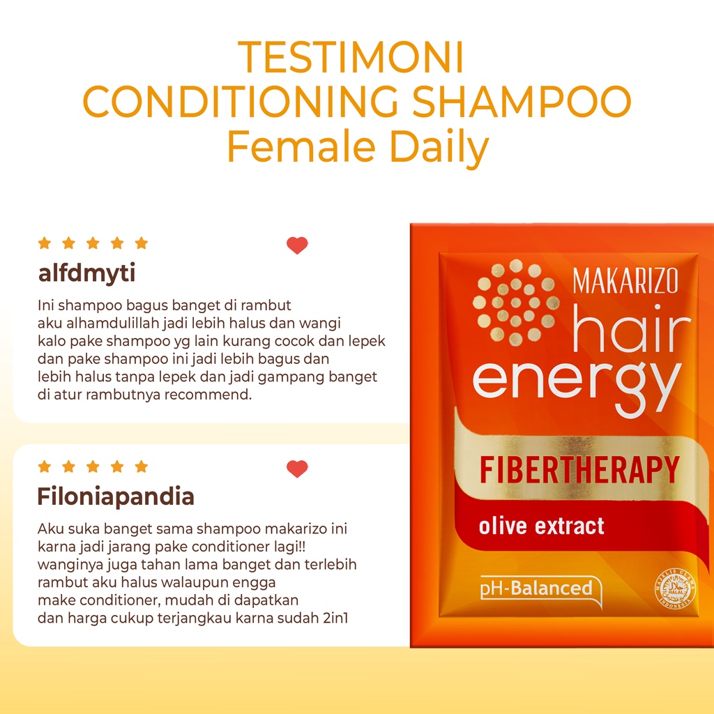 Makarizo Hair Energy Fibertherapy  Conditioning Shampoo Olive 10 mLx12 / Shampo Kondisioner-5