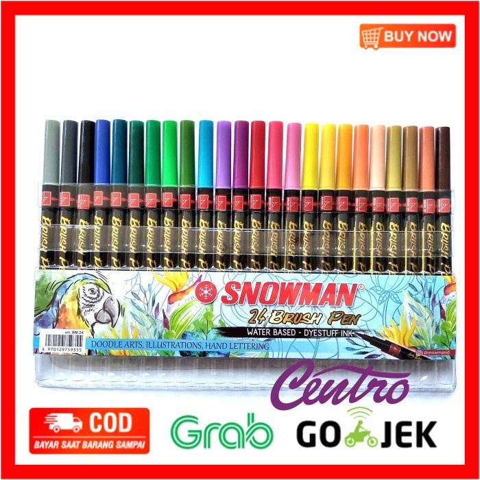 

(BISA COD) Snowman Brushpen Brush Pen Kuas Set 24 warna BM-24 Lettering Doodle TC