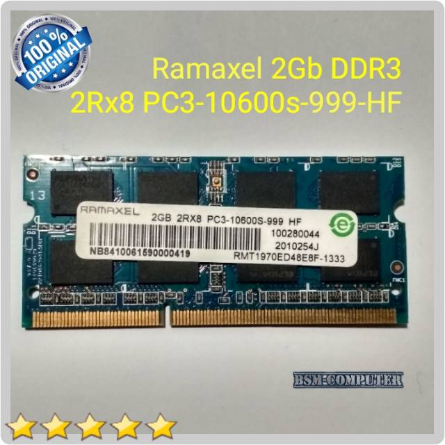 Ram Laptop Mac Ramaxel 2Gb 2Rx8 PC3-10600s-999-HF DDR3 1333mhz pc10600 1333 mhz pc3-10600 1,5 volt