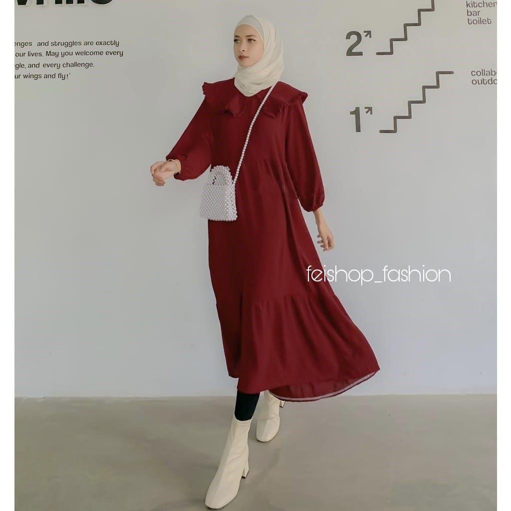 GSC - MARITA MIDI DRESS / GAMIS MUSLIM KEKINIAN / DRESS MIDI CREPE PREMIUM