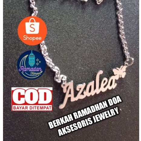 Kalung nama silver titanium kalung nama anak perempuan custom anak dewasa