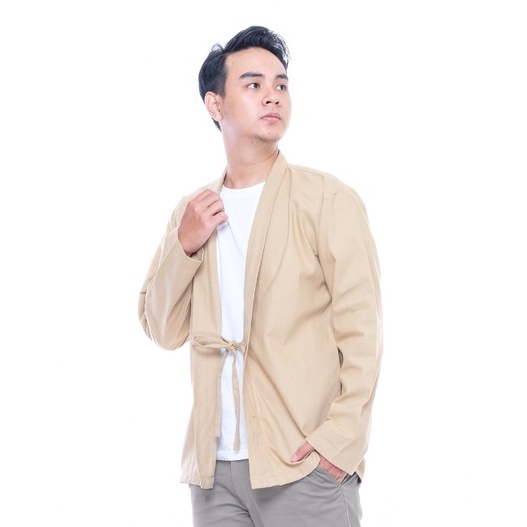 JAKET KIMONO PRIA WANITA OUTER KIMONO PAKAIAN  PRIA WANITA CREAM