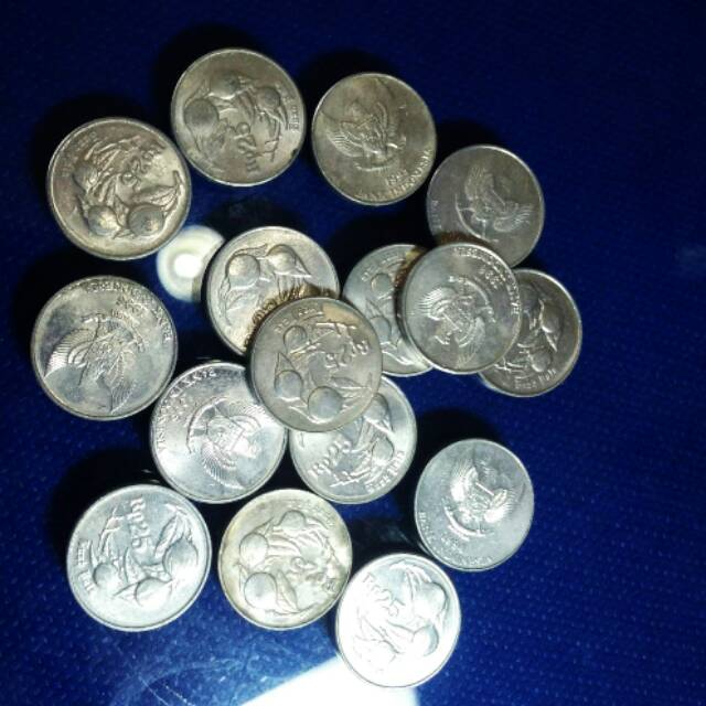 KOIN 25 RUPIAH BUAH PALA TH CAMPUR TANPA TH 1993/UANG KUNO/UANG KOLEKSI
