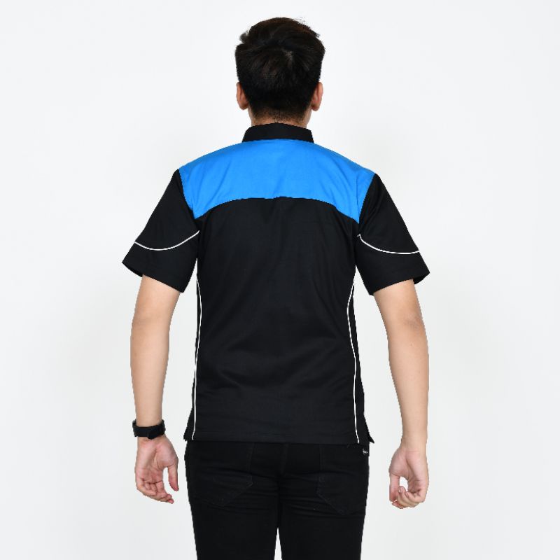 Kemeja Kerja Pria/Baju Kombinasi Pria/Seragam Kerja Custom Bordir/Baju Kerja Pria Lengan Pendek