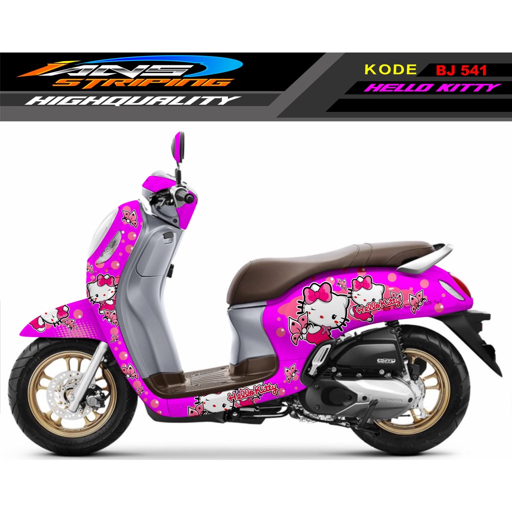 DECAL STICKER HONDA SCOOPY FULL BODY MOTOR / STICKER VARIASI SCOOPY HELLO KITTY / STICKER HELLO KITTY