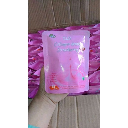 ELD collagen drink Strawberry, pemutih dan pelangsing BPOM