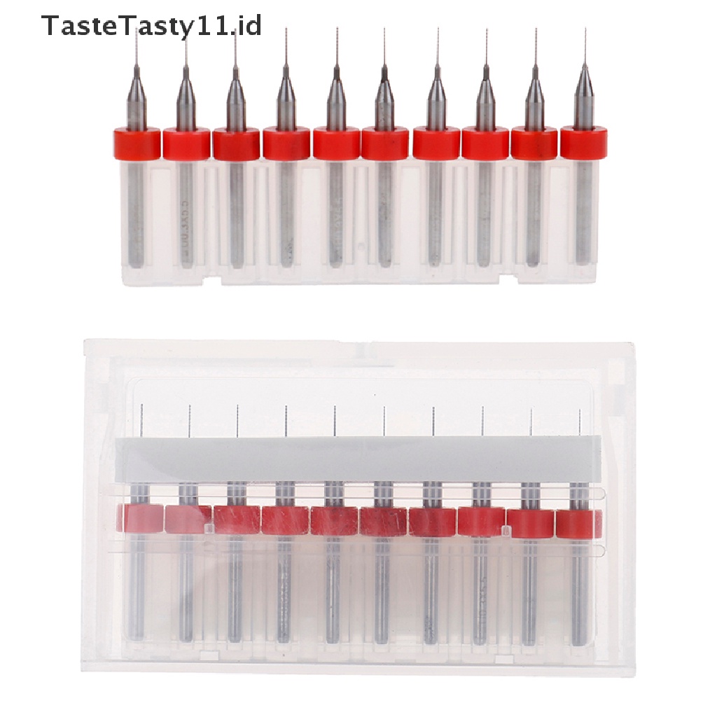 (Tastetasty) 10pcs / Set Mata Bor Carbide Cnc Mini Micro Drill Bits Id