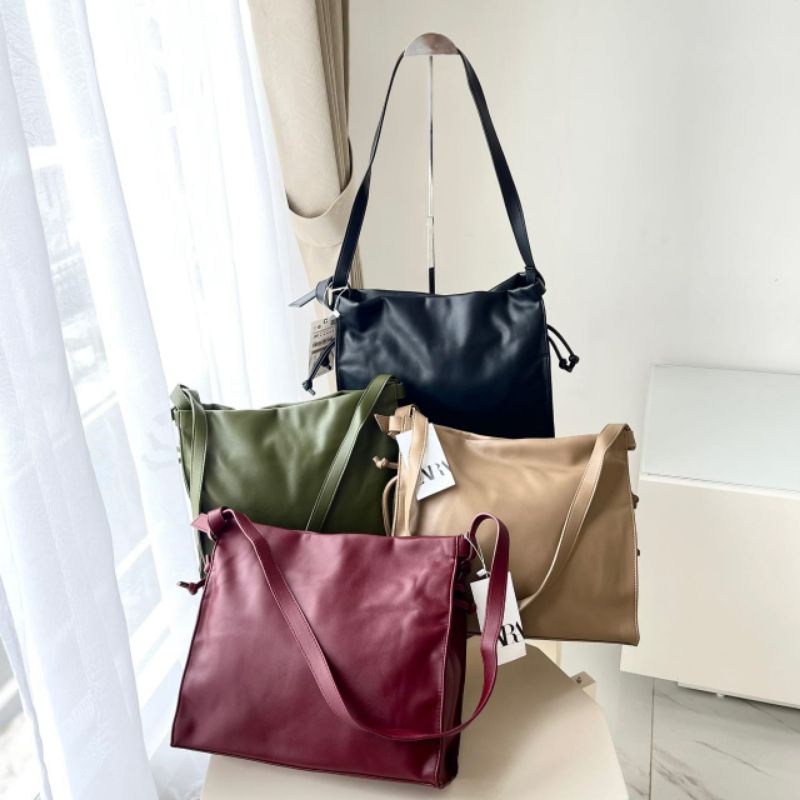 PROMO SALE  Tas Zara Selempang hobo bag tote hitam merah maroon hijau coklat nude
