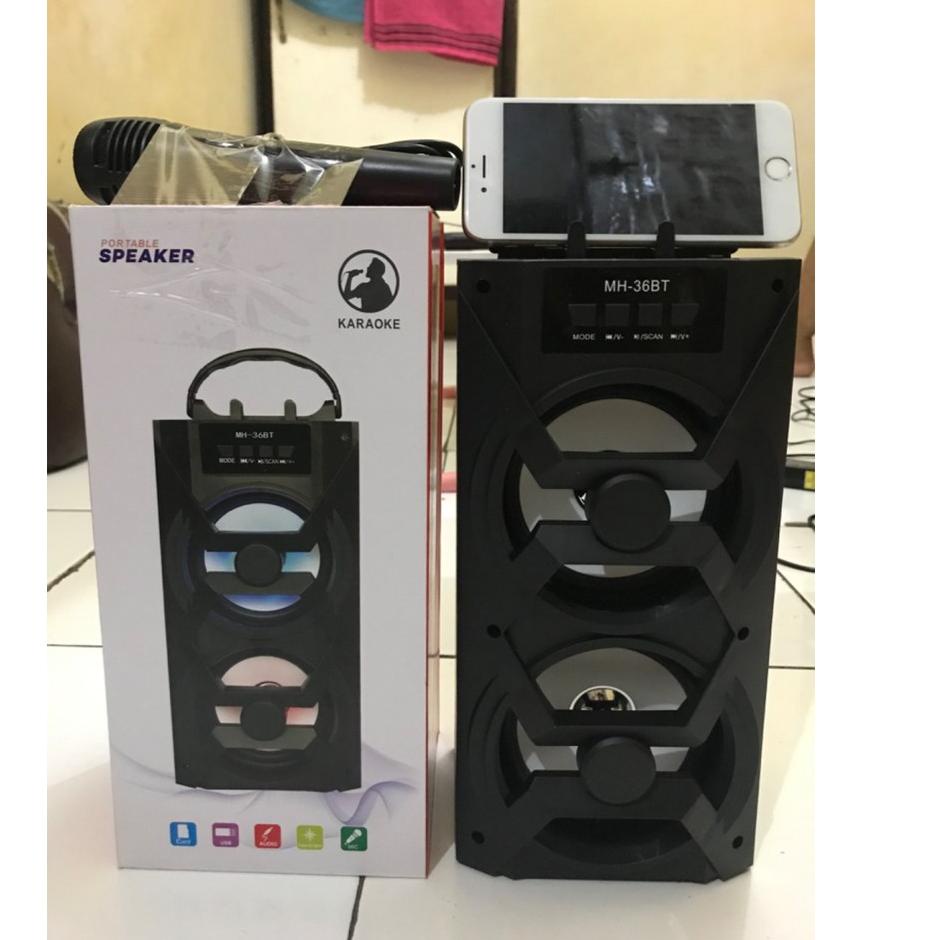 ☃ Speaker MH-36BT With MIC KARAOKE - SPEAKER BLUETOOTH KARAOKE MH 36BT - Zs ➵