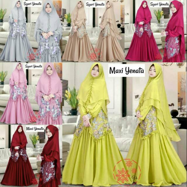 Syar'i Renata/ Gamis Set Hijab Brukat Impor
