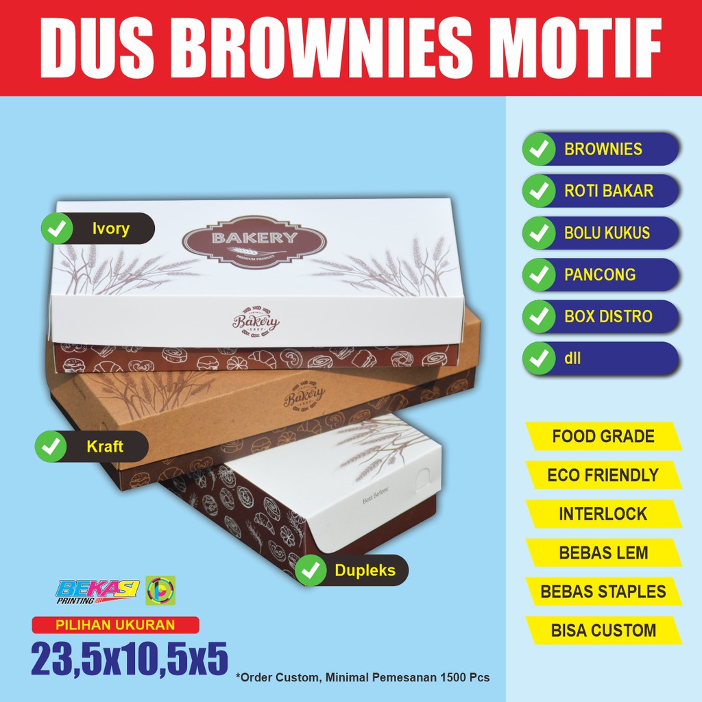 Kotak Dus Box Kue Brownies Roti Bakar Panggang 23,5 x 10,5 x 5 cm