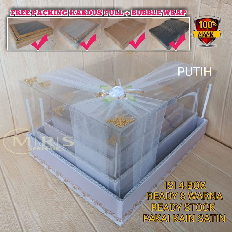 Jual Kotak Hantaran Seserahan Tutup Mika Include Hiasan Tinggal Pakai Isi 4 Box Tempat Mahar Pengantin Pernikahan Lamaran