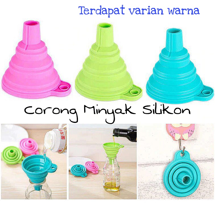 Corong Mini Minyak &amp; Air Silikon Lipat Portable / Corong Serbaguna / Corong Lipat / Corong penyaring