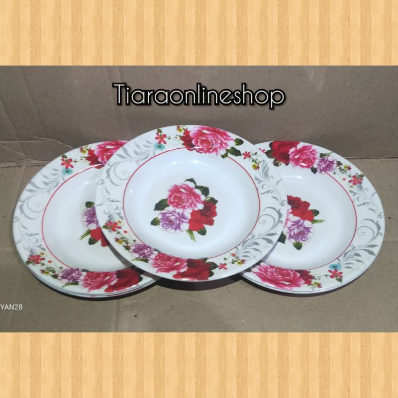 6pc Piring melamin motif (9inci) / 6pc piring makan foodgrade  SNI