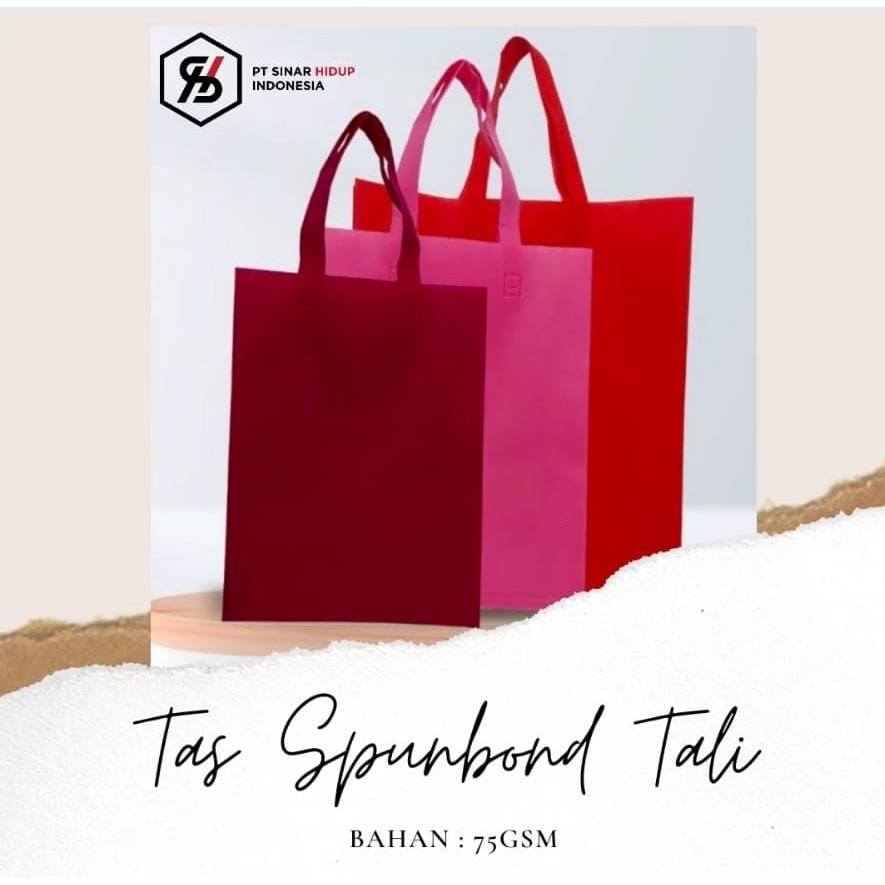 

HJK Goodie Bag Tls 38 x 45 Spunbond Tote Bag Press Tali Sourvenir Weding Hajatan Perlusin ( 12 Pcs )