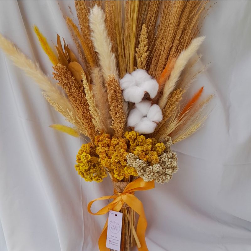 Twinny Cotton Bouquet - Dried Flower Hand Bouquet Wedding, Prewedding