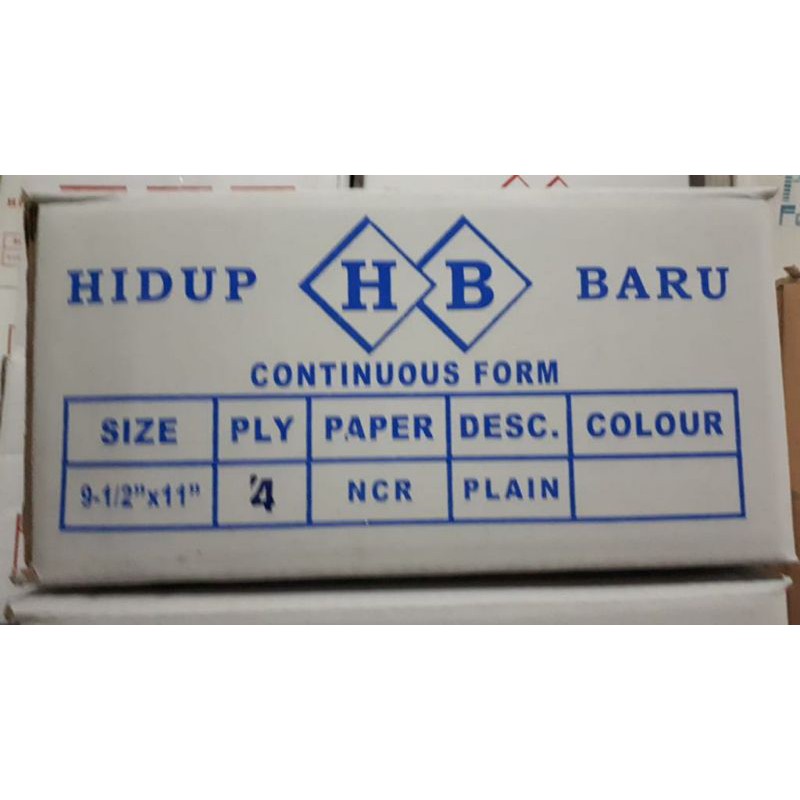 

Continous Form 9 1/2 × 11 4ply Hidup Baru/platinum