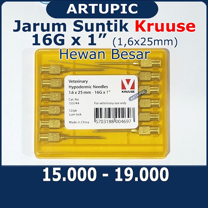 Jarum Suntik KRUUSE 16G x 1 inch Hewan Besar Vaksin Ternak Sapi Babi Needle