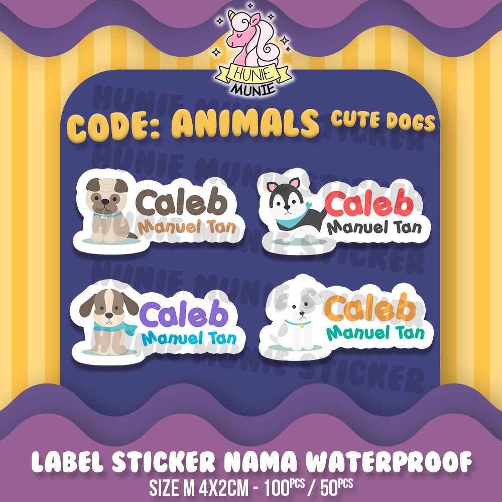 

Sticker Label Nama Custom - Cute Dogs (100pcs) Stiker