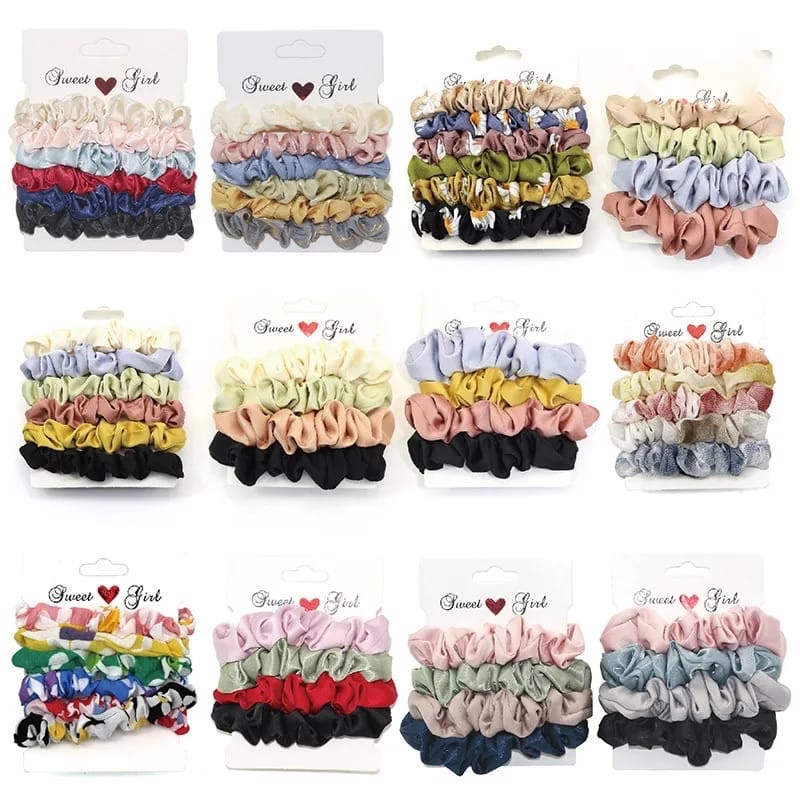 5PCS!!! Ikat Rambut Scrunchie Ikat Rambut Cepol Kunciran ikat Rambut Scrunchie Wanita Fashion Korea Aksesoris Kunciran iket Rambut Scrunchie