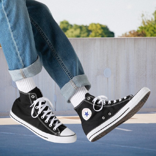 (TERMURAH) SEPATU CONVERSE ALL STAR HIGH BLACK WHITE SEPATU SEKOLAH PRIA WANITA