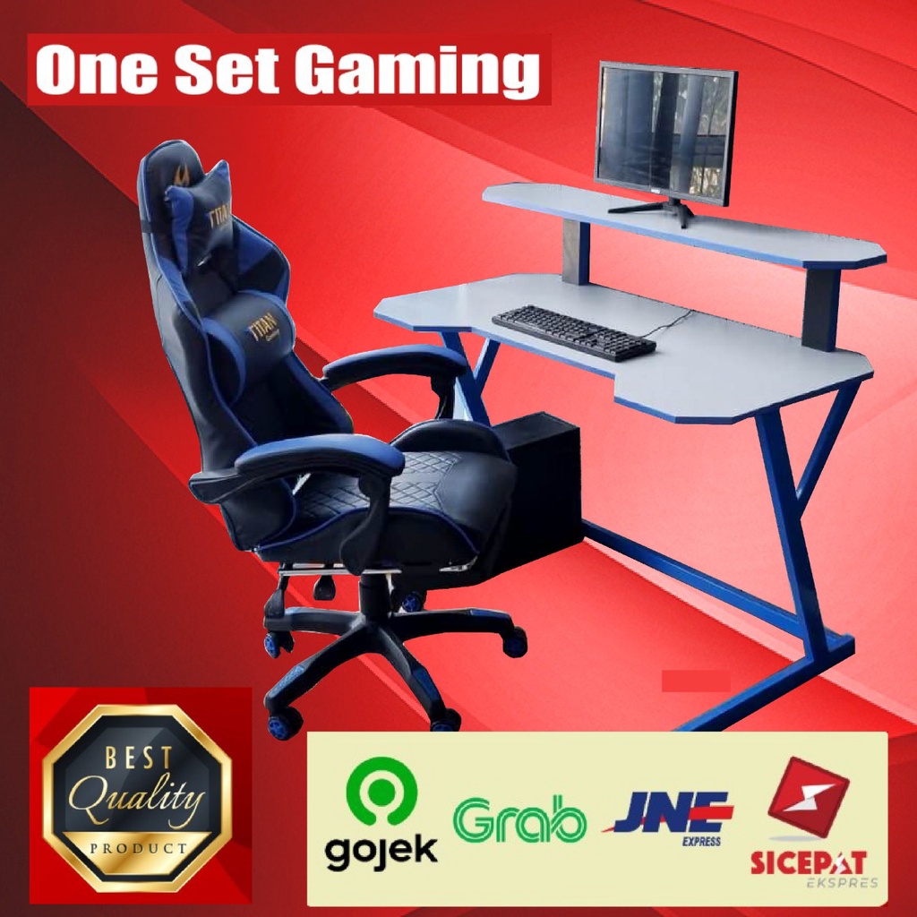 Meja Gaming / Meja Komputer/ Meja Gaming Series Z Hanko Gaming Premium 1 set (meja dan kursi)