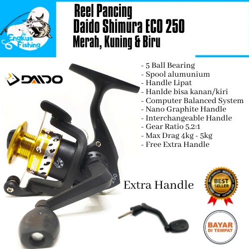 Reel Pancing Daido New Simura Eco 250 GRATIS Handle (5 Bearing) Spool Alumunium Murah - Engkus Fishing