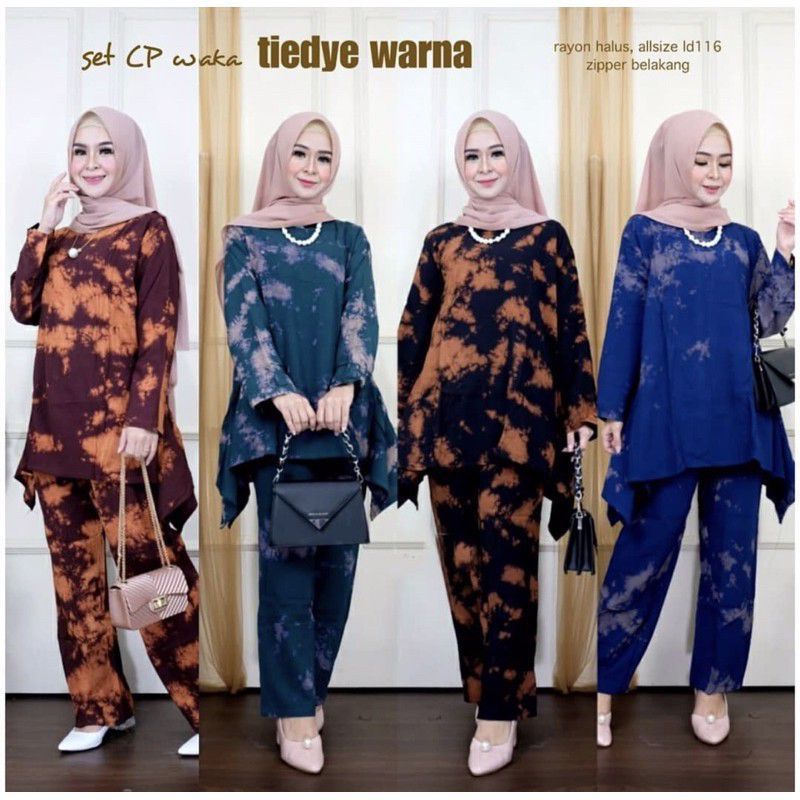 Setelan Set CP Waka Tie Dye Warna Rayon Halus/TieDye/Tie Dye Set/Setelan