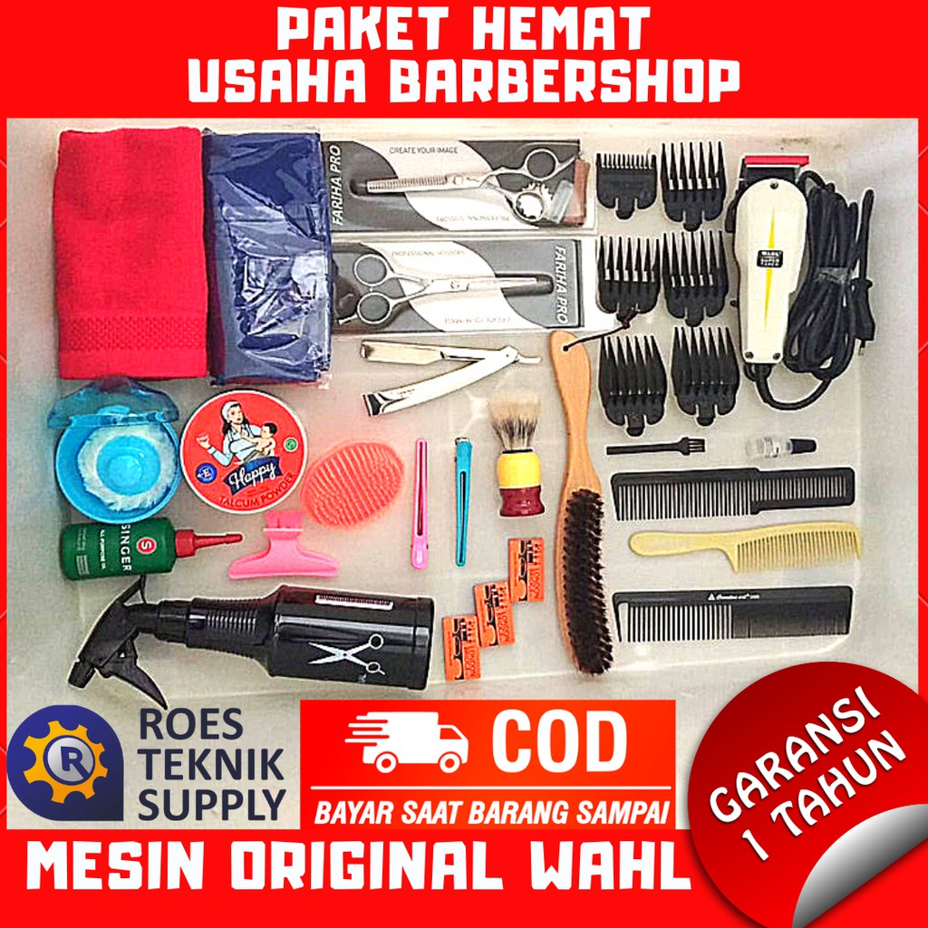 Paket Hemat Peralatan Usaha Barbershop Alat Cukur Rambut Mesin WAHL Original