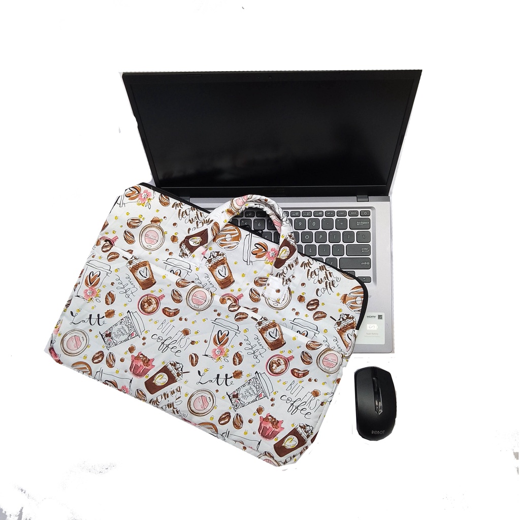 Tas Laptop 14 Inch Tas Leptop Sleeve Leptop Wanita Canvas Pelindung Laptop Pria Cover Laptop Unisex Notebook Tas Laptop motif