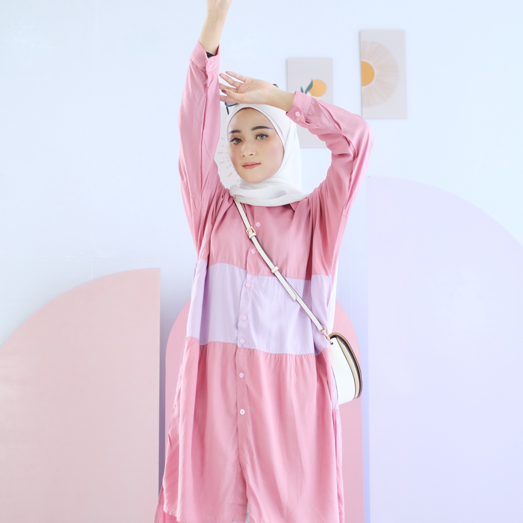 (DBY) TUNIK KEMEJA MAUDYA OVERSIZE RUFFLE DAILY BUSUR DRESS RAYON