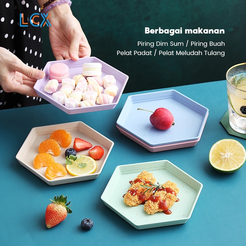 LCX Piring Kue 15 cm Wheat Straw Piring Makan Square Plate Kotak Warna Warni VS-86