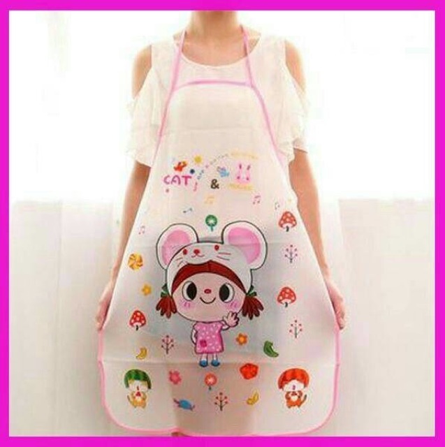 Apron korea karakter celemek masak dapur anti air minyak waterproof oilproof