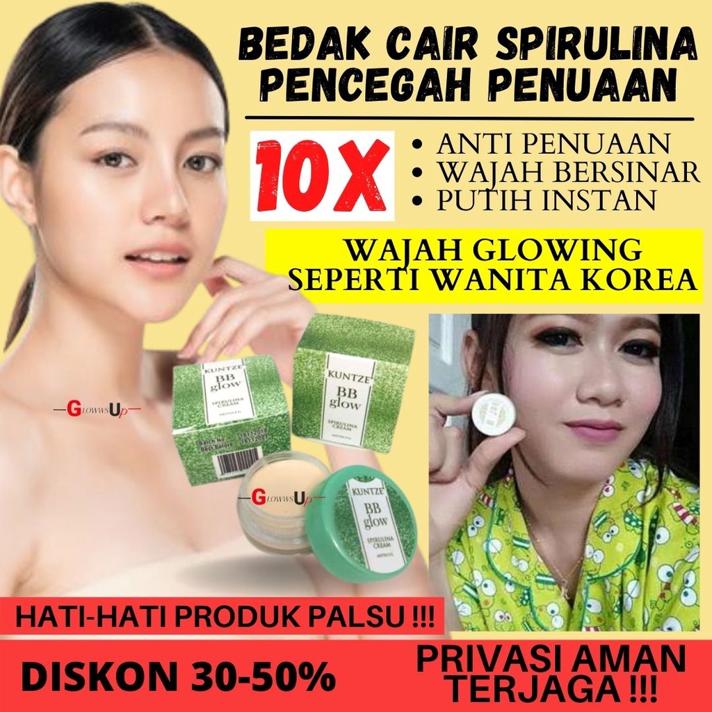 CREAM WAJAH GLOWING BPOM KUNTZE BB GLOW SPIRULINA KRIM WAJAH GLOWING KECANTIKAN PERAWATAN WAJAH