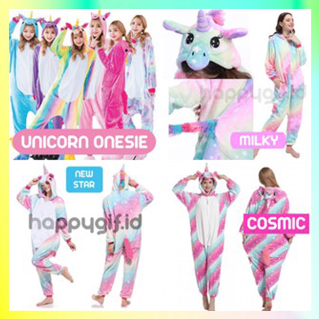 BAJU KOSTUM KIGURUMI PIYAMA UNICORN DEWASA ONESIE