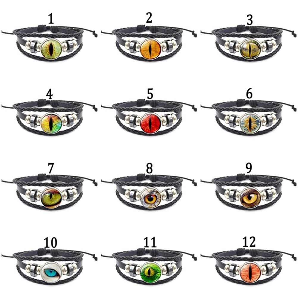 Hu Hu Hu Hu Hu Alat Bantu Pasang Kacamata♡ Gelang Tangan Tali Kepang Banyak Lapis Aksen Mata Binatang Vintage Untuk Unisexpriawanita