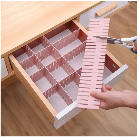 Sekat Laci Organizer DIY Kotak Penyimpanan Serbaguna Dapur Sendok Uang Storage Box Murah Kosmetik / Pemisah Pembatas Kotak Lemari